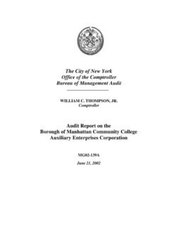 Audit Report on the Borough of Manhattan Community College Auxiliary Enterprises Corporation