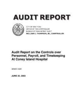 Audit Report on the Controls Over Personnel, Payroll, and Timekeeping at Coney Island Hospital