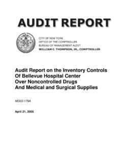 Audit Report on the Inventory Controls of Bellevue Hospital Center Over Noncontrolled Drugs And Medical and Surgical Supplies
