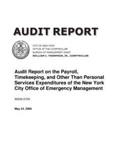 Audit Report on the Payroll, Timekeeping, and Other Than Personal Services Expenditures of the New York City Office of Emergency Management