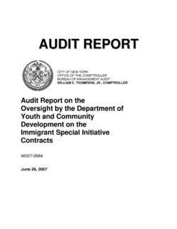 Audit Report On The Oversight By The Department Of Youth And Community Development On The Immigrant Special Initiative Contracts