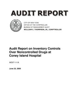 Audit Report On Inventory Controls Over Noncontrolled Drugs At Coney Island Hospital
