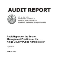 Audit Report on the Estate Management Practices of the Kings County Public Administrator