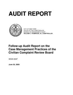 Audit Follow-Up Audit Report On The Case Management Practices Of The Civilian Complaint Review Board
