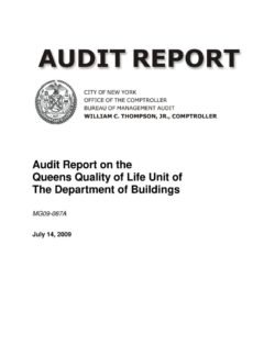 Audit Report on the Queens Quality of Life Unit of the Department of Buildings