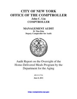 Audit Report on the Oversight of the Home-Delivered Meals Program by the Department for the Aging