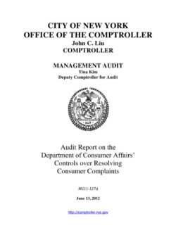 Audit Report on the Department of Consumer Affairs’ Controls over Resolving Consumer Complaints