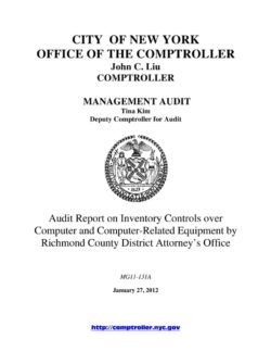 Audit Report on the Inventory Controls over Computer and Computer-Related Equipment by Richmond County District Attorney’s Office