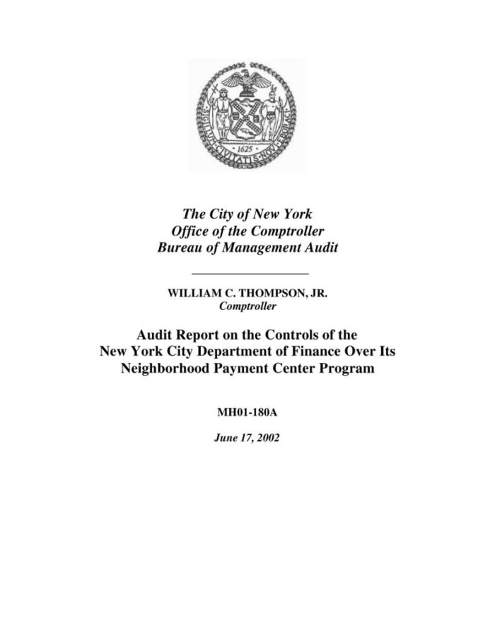 Audit Report on the Controls of the New York City Department of Finance