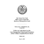 Follow-up Audit Report on the Case Management Policies and Procedures of the Civilian Complaint Review Board thumbnail of MH01_183F