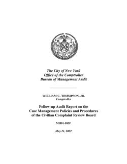Follow-up Audit Report on the Case Management Policies and Procedures of the Civilian Complaint Review Board