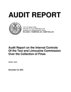 Audit Report on the Internal Controls Of the Taxi and Limousine Commission Over the Collection of Fines