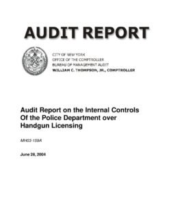 Audit Report on the Internal Controls of the Police Department over Handgun Licensing
