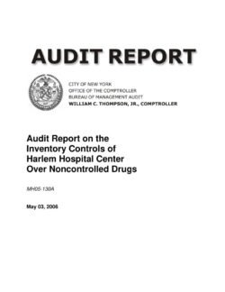 Audit Report on the Inventory Controls of Harlem Hospital Center over Noncontrolled Drugs
