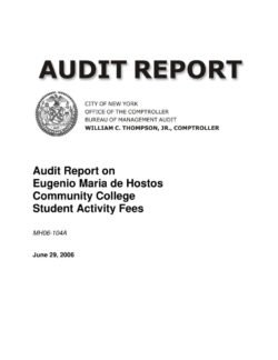 Audit Report on Eugenio Maria De Hostos Community College Student Activity Fees