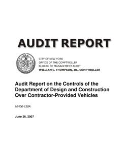 Audit Report on the Controls of the Department of Design and Construction Over Contractor-Provided Vehicles