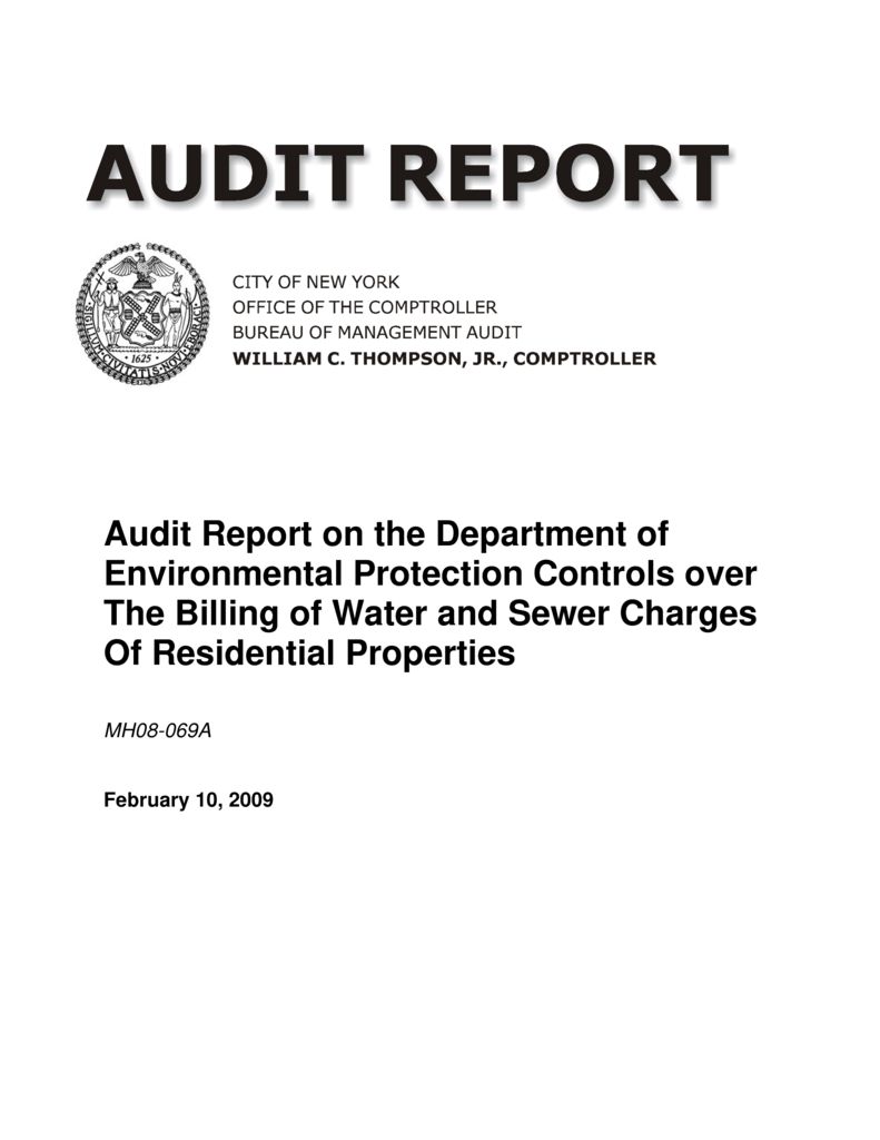 Audit Report on the Department of Environmental Protection Controls