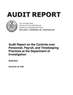 Audit Report on the Controls over Personnel, Payroll, and Timekeeping Practices at the Department of Investigation