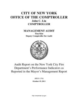 Audit Report on the New York City Fire Department’s Performance Indicators as Reported in the Mayor’s Management Report