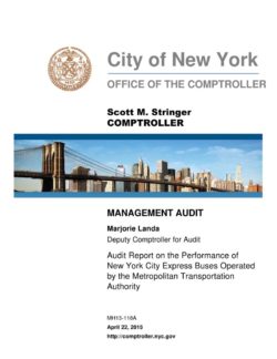 Audit Report on the Performance of New York City Express Buses Operated By the Metropolitan Transportation Authority