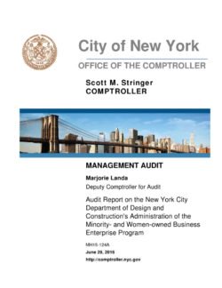 Audit Report on the New York City Department of Design and Construction’s Administration of the Minority- and Women-owned Business Enterprise