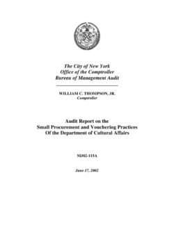 Audit Report on the Small Procurement and Vouchering Practices Of the Department of Cultural Affairs