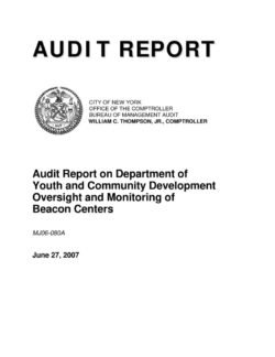 Audit Report On Department Of Youth And Community Development Oversight And Monitoring Of Beacon Centers