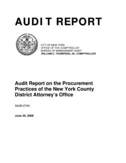 Audit Report On The Procurement Practices Of The New York County District Attorney’s Office