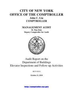 Audit Report On The Department Of Buildings Elevator Inspections And Follow-Up Activities