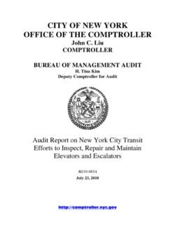Audit Report On New York City Transit Efforts To Inspect, Repair And Maintain Elevators And Escalators