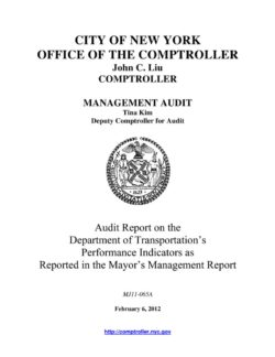 report audit reported indicators department performance management mayor transportation comptroller