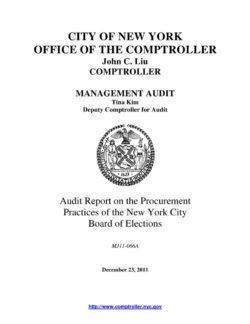 Audit Report on the Procurement Practices of the New York City Board of Elections