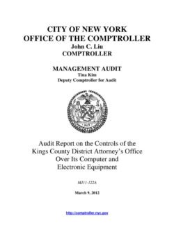 Audit Report on the Controls of the Kings County District Attorney’s Office Over Its Computer and Electronic Equipment