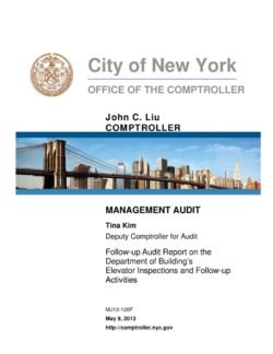 Follow-up Audit Report on the Department of Buildings’ Elevator Inspections and Follow-up Activities