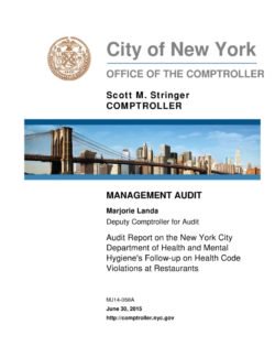 Audit Report on the New York City Department of Health and Mental Hygiene’s Follow-up on Health Code Violations at Restaurants