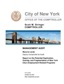 Report on the Potential Duplication, Overlap, and Fragmentation of New York City’s Employment-Related Programs