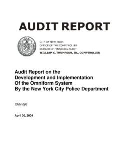 Audit Report on Development and Implementation of the Omniform System by the New York City Police Department