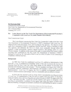 Letter Report on the New York City Department of Environmental Protection’s Compliance with Local law 36