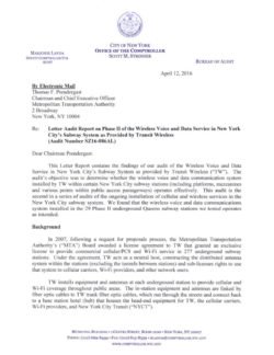 Letter Audit Report on Phase II of the Wireless Voice and Data Services in New York City’s Subway System as Provided by Transit Wireless